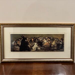 Goya Witches Sabbath Great He-Goat Framed Print 25x13 Witch Devil Wall Art